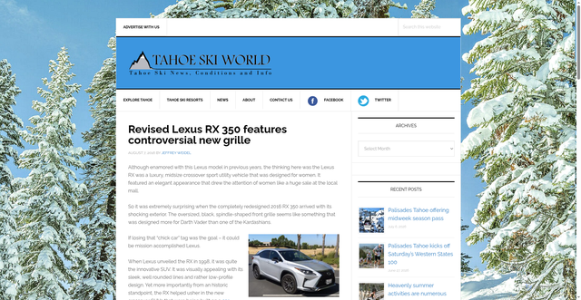 Security scan screenshot of https://www.tahoeskiworld.com/revised-lexus-rx-350-expert-review/
