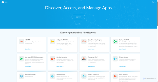 Security scan screenshot of https://apps.paloaltonetworks.com