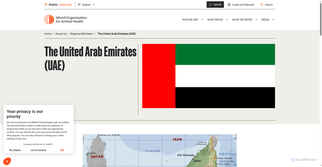 Security scan screenshot of https://rr-middleeast.woah.org/en/about-us/regional-members-of-woah/the-united-arab-emirates-uae/