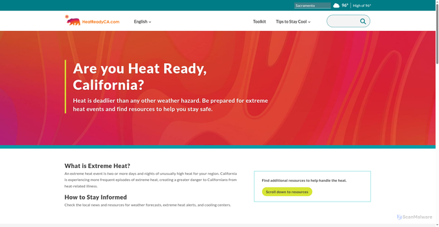 Security scan screenshot of https://heatready.ca.gov/