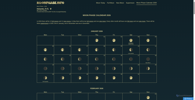 Security scan screenshot of https://www.moonphase.info/2026