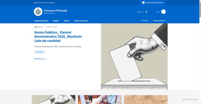 Security scan screenshot of https://www.comune.posada.nu.it