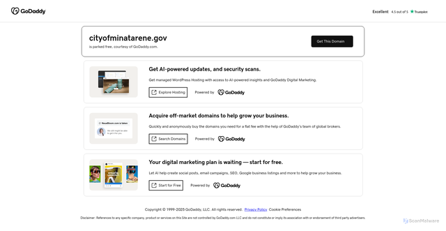 Security scan screenshot of https://cityofminatarene.gov/