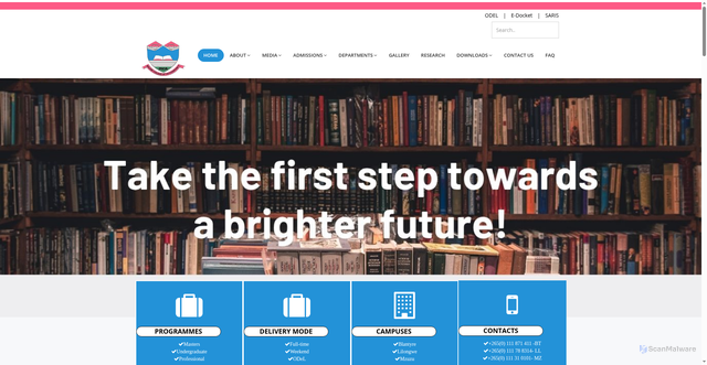 Security scan screenshot of https://www.mca.ac.mw/