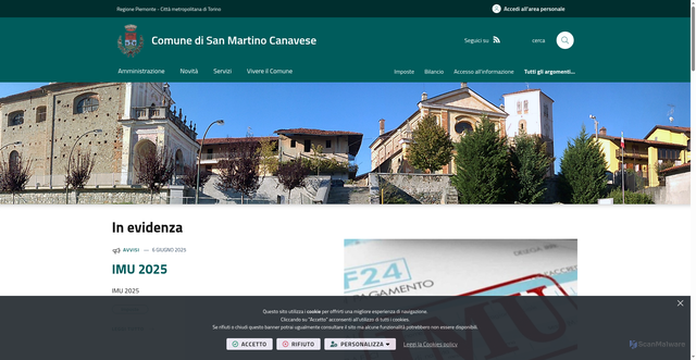 Security scan screenshot of https://comune.sanmartinocanavese.to.it/it-it/home