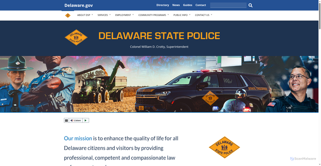 Security scan screenshot of https://dsp.delaware.gov/