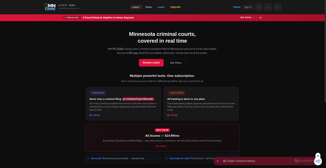 Security scan screenshot of https://www.mncrime.com/
