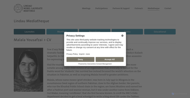 Security scan screenshot of https://mediatheque.lindau-nobel.org/laureates/yousafzai/cv