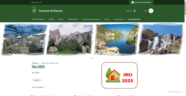 Security scan screenshot of https://www.comune.aisone.cn.it/