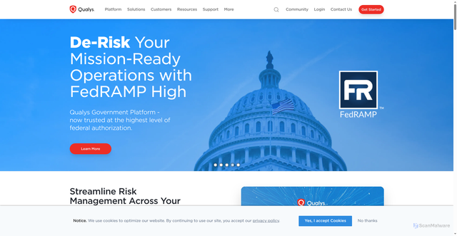 Security scan screenshot of https://www.qualys.com/