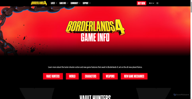 Security scan screenshot of borderlands.2k.com