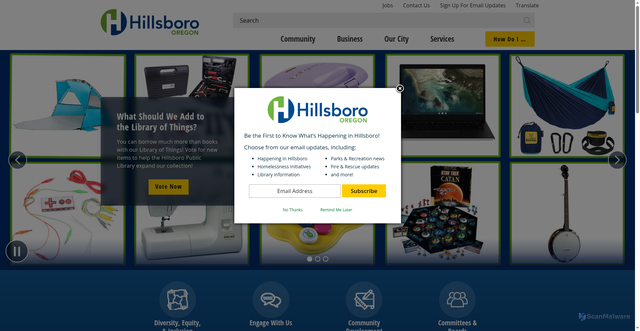 Security scan screenshot of https://www.hillsboro-oregon.gov/