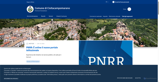 Security scan screenshot of https://www.comune.civitacampomarano.cb.it/