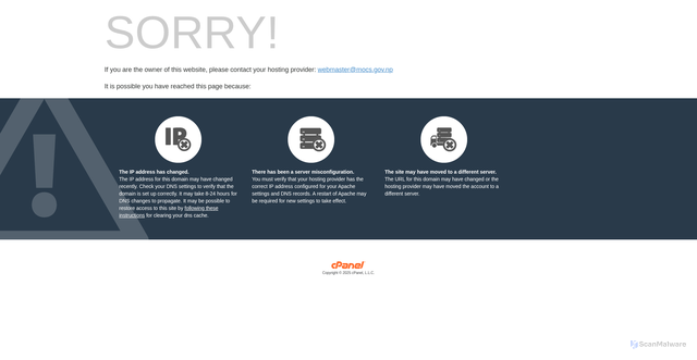 Security scan screenshot of http://www.mocs.gov.np/