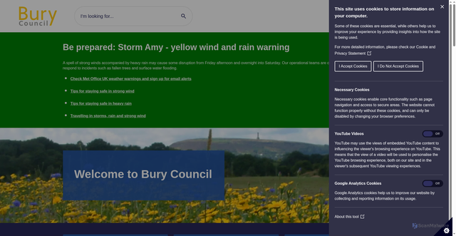 Security scan screenshot of https://www.bury.gov.uk/