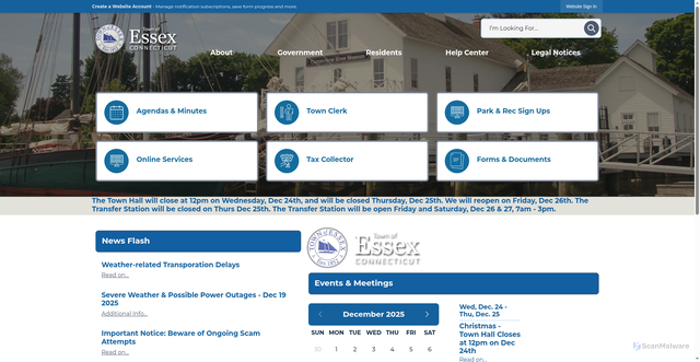Security scan screenshot of essexct.gov