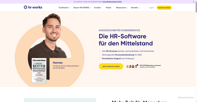 Security scan screenshot of https://www.hrworks.de