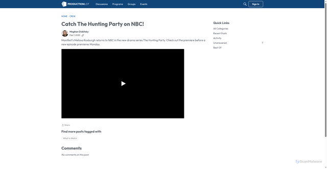 Security scan screenshot of https://productionlot.ep.com/discussion/454/catch-the-hunting-party-on-nbc