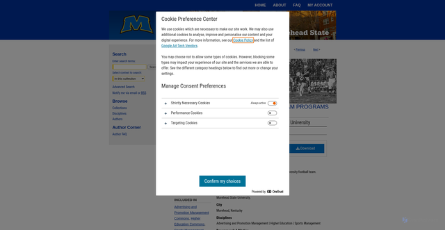 Security scan screenshot of https://scholarworks.moreheadstate.edu/msu_sports_programs/263/