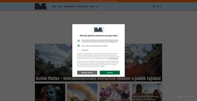 Security scan screenshot of https://playdome.hu