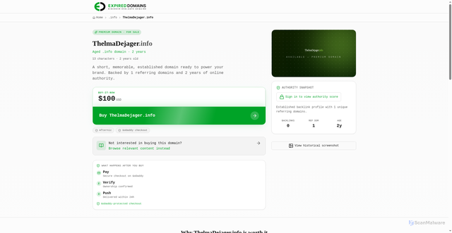 Security scan screenshot of expireddomains.com
