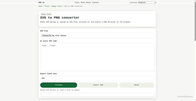 Security scan screenshot of https://500tools.pages.dev/svg-to-png/