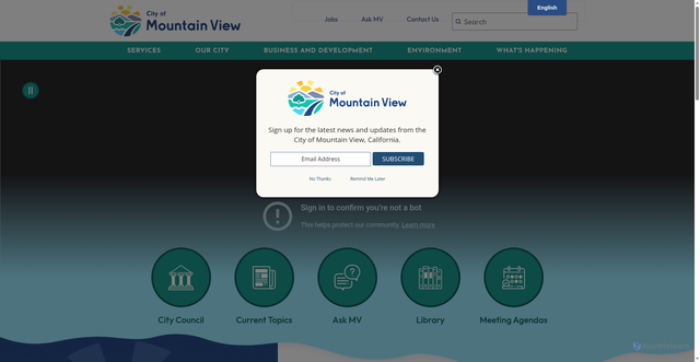 Security scan screenshot of https://www.mountainview.gov/