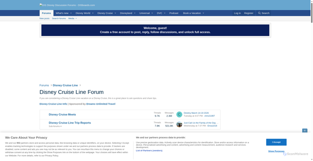 Security scan screenshot of https://www.disboards.com/forums/disney-cruise-line-forum.9/