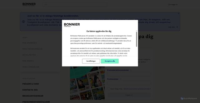 Security scan screenshot of https://kundtjanst.nu/