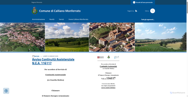 Security scan screenshot of https://www.comune.calliano.at.it