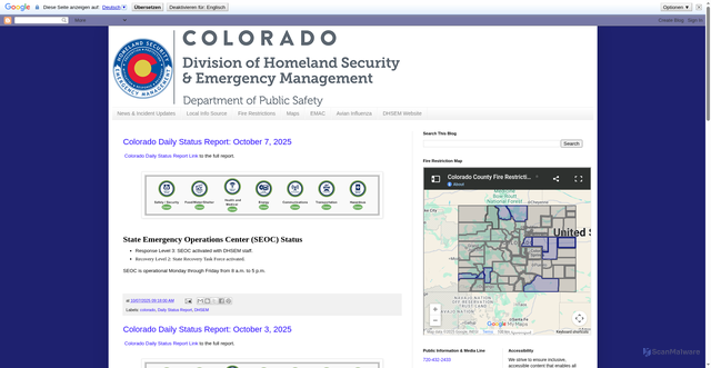 Security scan screenshot of http://www.coemergency.com/