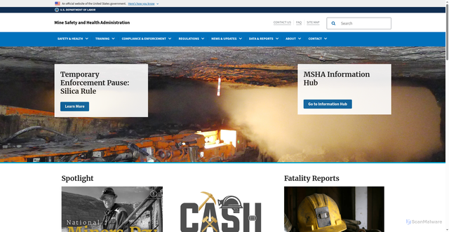 Security scan screenshot of https://www.msha.gov/