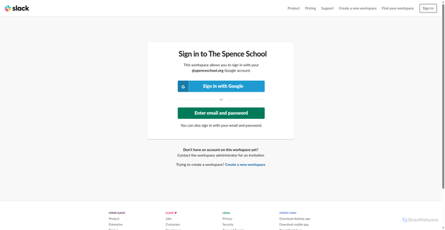 Security scan screenshot of https://spenceschool-group.slack.com