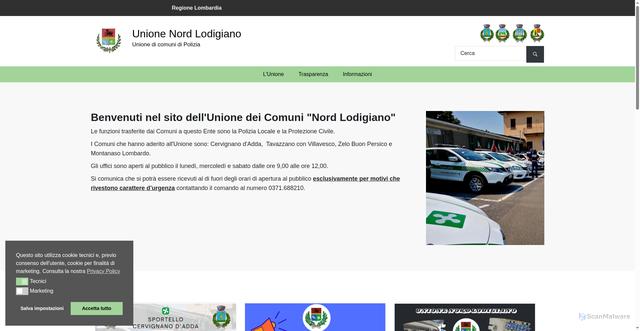 Security scan screenshot of https://www.unionenordlodigiano.it/