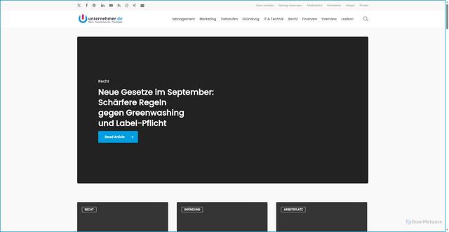 Security scan screenshot of https://unternehmer.de