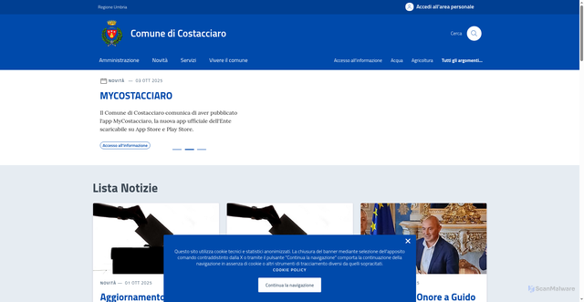 Security scan screenshot of https://comune.costacciaro.pg.it/