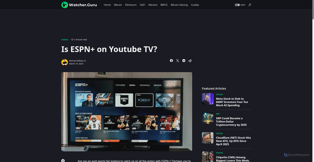 Security scan screenshot of https://watcher.guru/news/is-espn-on-youtube-tv