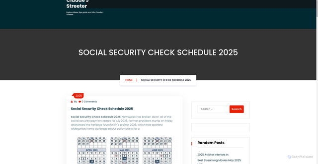 Security scan screenshot of https://claudejstreetert.pages.dev/vbiih-social-security-check-schedule-2025-pozlm/