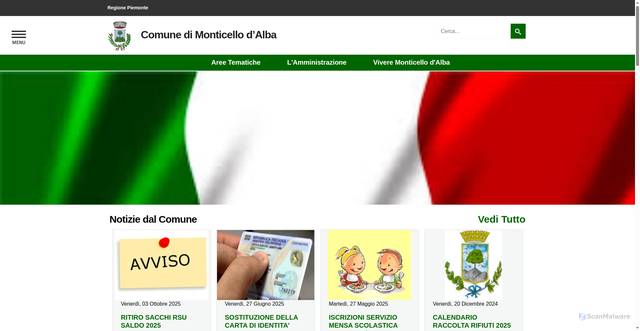 Security scan screenshot of https://www.comune.monticellodalba.cn.it/