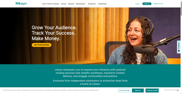Security scan screenshot of https://libsyn.com/