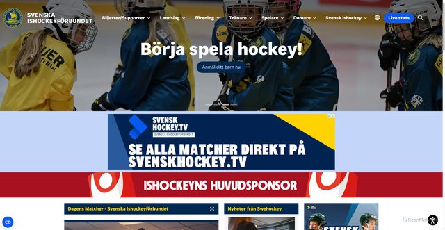 Security scan screenshot of https://swehockey.se