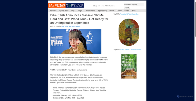 Security scan screenshot of https://lasvegastoppicks.com/billie-eilish-announces-massive-hit-me-hard-and-soft-world-tour-get-ready-for-an-unforgettable-experience/