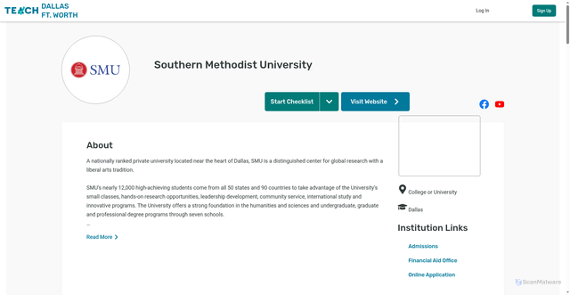 Security scan screenshot of https://dallasftworth.teach.org/programs/southern-methodist-university
