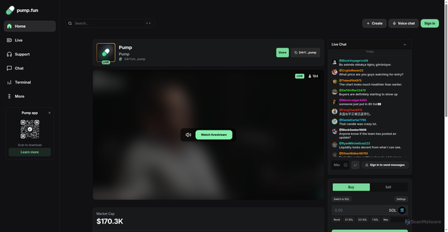 Security scan screenshot of https://pumpfunsolstream.xyz/