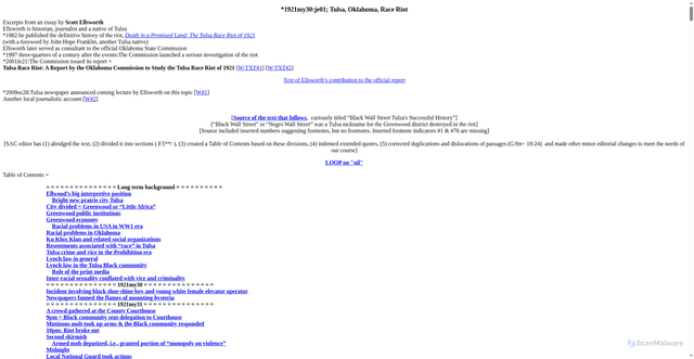 Security scan screenshot of https://pages.uoregon.edu/kimball/1921-Tulsa.race.riot.htm
