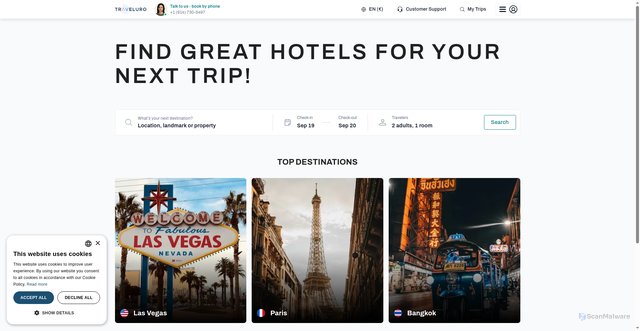 Security scan screenshot of https://traveluro.com