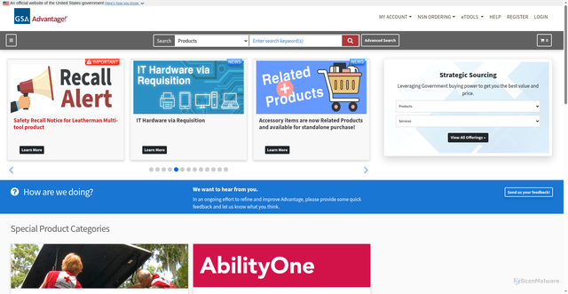 Security scan screenshot of https://gsaadvantage.gov/