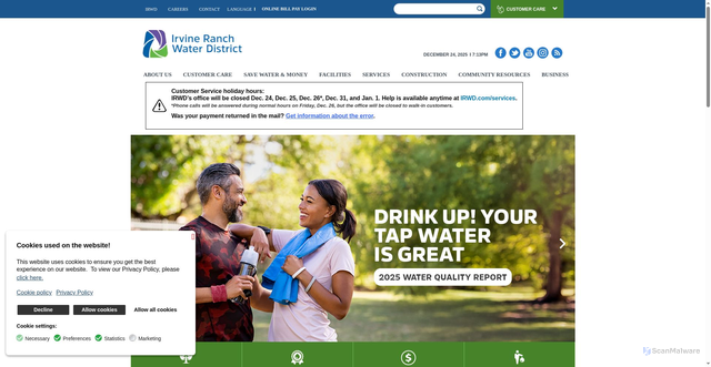 Security scan screenshot of https://www.irwd.com