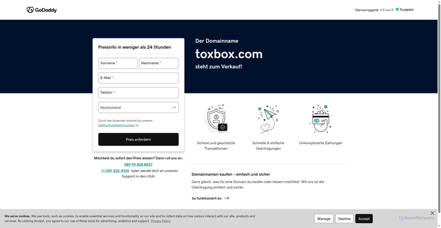 Security scan screenshot of https://toxbox.com