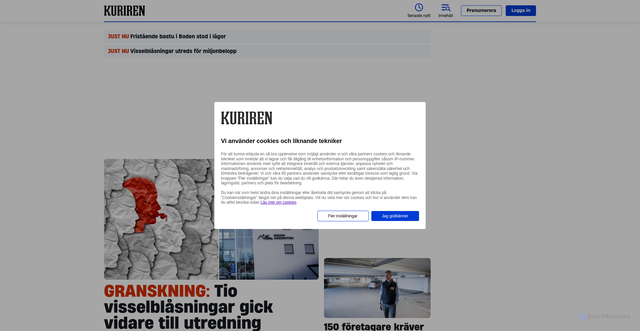 Security scan screenshot of https://kuriren.nu